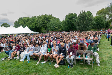 The crowd of students during Lafayette College's Convocation