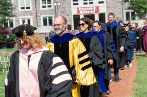 Faculty process during Lafayette College's Convocation on Thurs., Aug. 21.