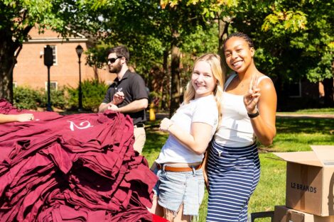 Students smiling at the 2025 Marquis de Lafayette birthday celebration