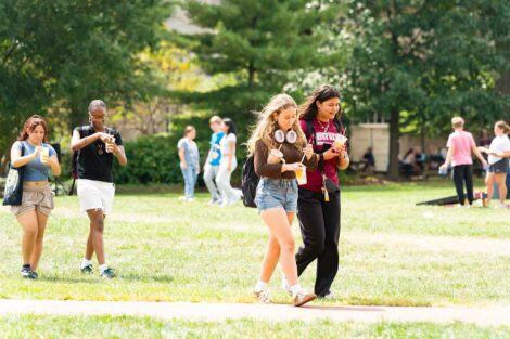Lafayette community members enjoying lemonade on the Quad for the 2025 Marquis de Lafayette birthday celebration