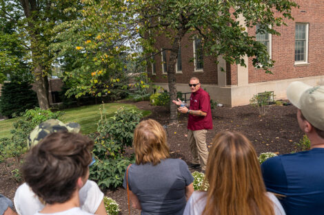Lafayette College community members go on a tour of campus plants.