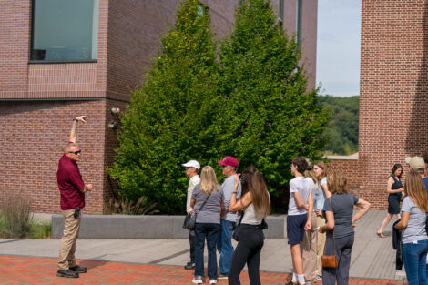 Lafayette College community members go on a tour of campus plants.