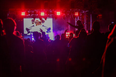 The crowd in front of the stage.