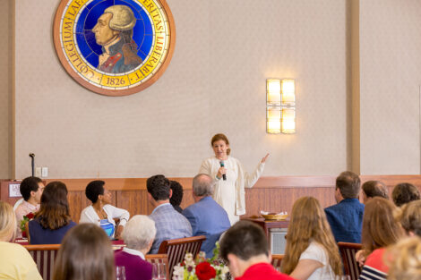 President Nicole Hurd addresses the crowd at the Legacy Brunch.