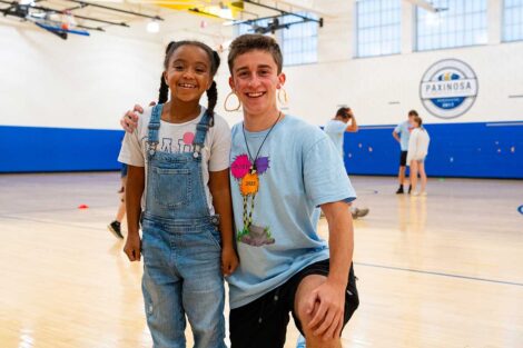 Lafayette POSP student posing with a Paxinosa Elementary School student