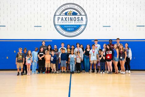 Group photo of Lafayette POSP students and Paxinosa Elementary School students