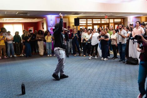 Teo Rodriguez performs for a crowd