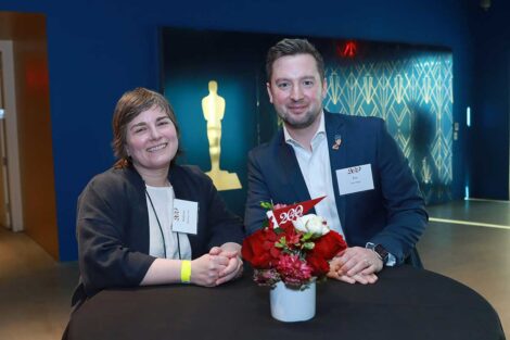 Profs. Katherine Groo an Eric Hupe at the Bicentennial Lafayette Legacies Event at Academy Museum of Motion Pictures in Los Angeles