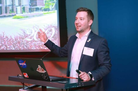 Prof. Eric Hupe presenting at the Bicentennial Lafayette Legacies Event at Academy Museum of Motion Pictures in Los Angeles