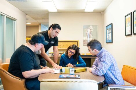Lafayette students engaging with host at 2026 externship at Acopian Power Supplies