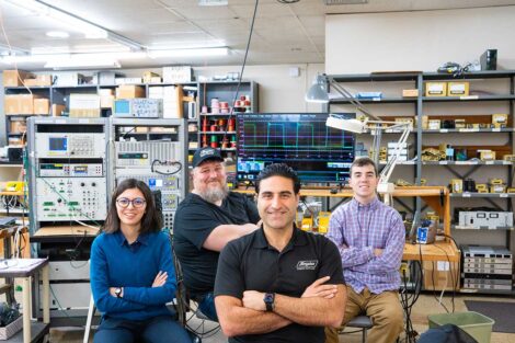 Lafayette students with host at 2026 externship at Acopian Power Supplies