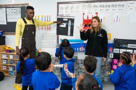 Lafayette student engaging with host at 2026 externship at Brooklyn RISE Charter School
