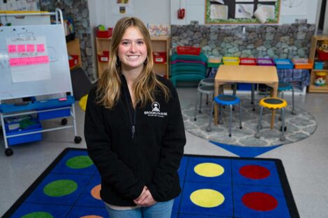 Lafayette student engaging with host at 2026 externship at Brooklyn RISE Charter School