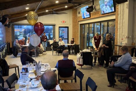 A patio full of people