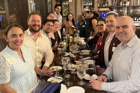 People sit at a table