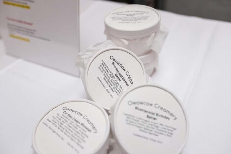 Closeup of Bicentennial themed ice cream pints