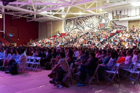 A crowd in Kirby Sports Center