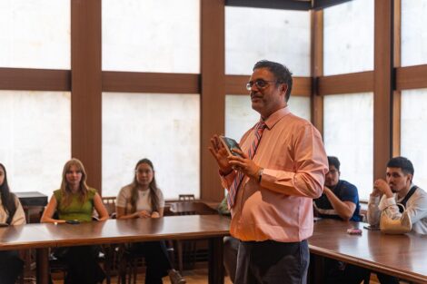 Michael Senra addresses students