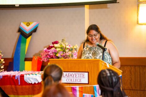 A speaker at Lavender Celebration