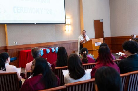 A speaker at Pan-Asian Celebration
