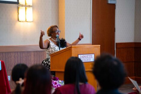 A speaker at Pan-Asian Celebration