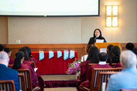 A speaker at Pan-Asian Celebration
