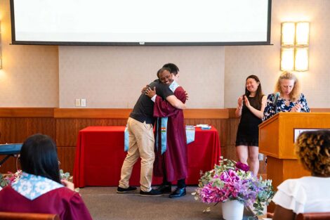 A student gets their cords at Pan-Asian Celebration