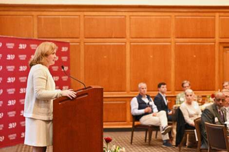 President Nicole Hurd speaks at the Faculty/Staff Awards