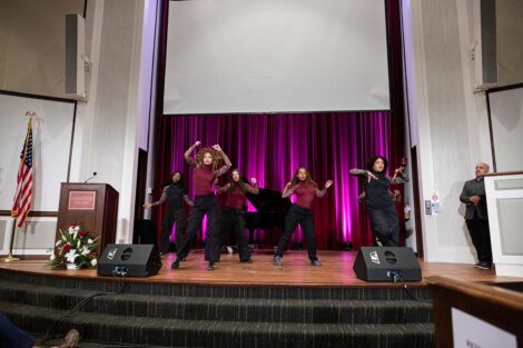 A dance group performs at Baccalaureate