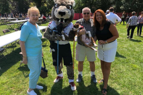 The Lafayette leopard joins two grandparents and a parent at Move In.