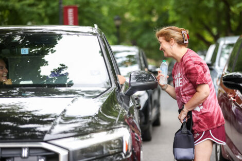 Lafayette President Nicole Hurd handed out cold water on a warm Move-in day.
