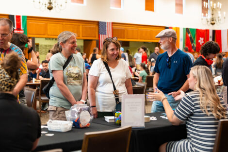 Incoming students participate in the Resource Fair in Marquis Hall during Move-in.