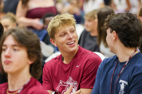 Students gathered for Convocation in Kirby Sport Center.