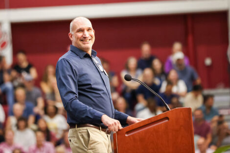 Members of the Lafayette administration speak to the crowd at Convocation.