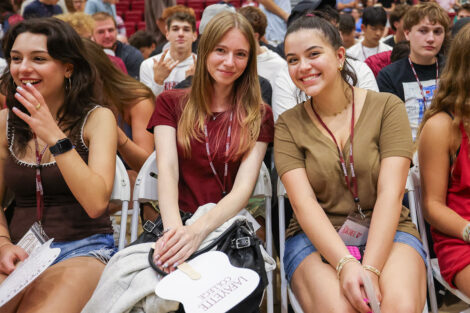 Students gathered for Convocation in Kirby Sport Center.