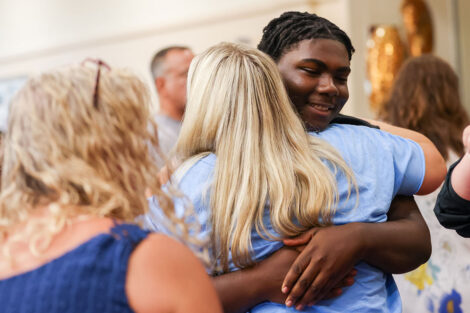 Families say their goodbyes following Convocation.