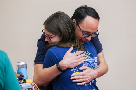 Families embrace following Convocation.