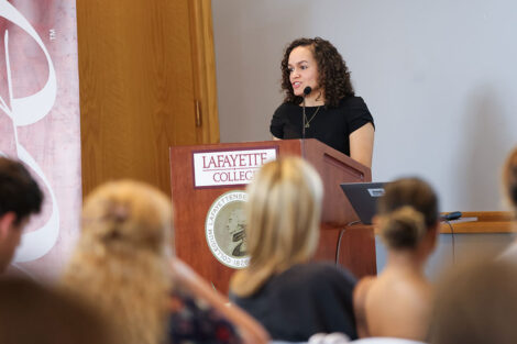 Gabrielle Kelenyi, assistant professor of English. Photos by JaQuan Alston and Ashli Truchon Novak