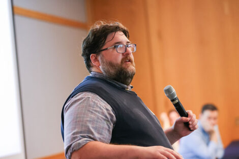 Caleb Gallemore, associate professor and program chair of International Affairs. Adam Biener associate professor economics. Photos by JaQuan Alston and Ashli Truchon Novak