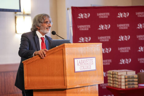 Constitutional law expert Akhil Reed Amar, the second plenary speaker, engages his audience on Sept. 11 at Pfenning Alumni Center.