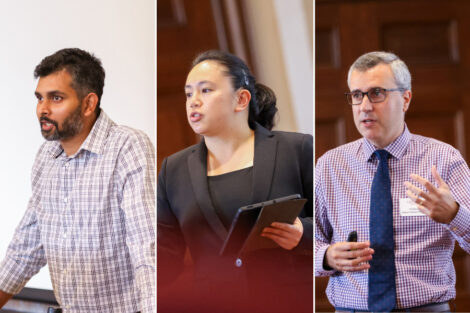 Sixth faculty panel: Chetan Cetty, Stephanie Chan, and Joaquín Gómez-Miñambres