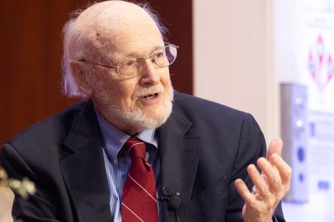 Former Lafayette College president David Ellis participates in a Presidential Panel on Oct. 9